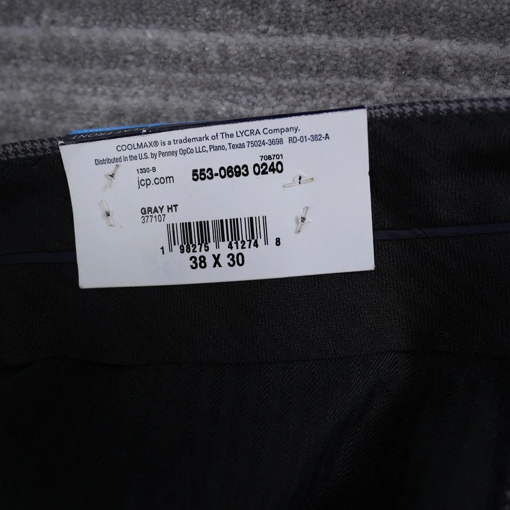 Stafford Dress Pants CoolMax Men Gray Wool Blend Classic New 37x30 Fit (39x29.5)